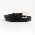 Slim black waist belt for women with golden semi-circular buckle and leather texture - Horseshoe Pin Buckle Black (19171 Black)