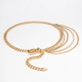 Elegante goldene Mehrschicht-Taillenkette mit Panzerketten und funkelnden Strasssteinen - Gold