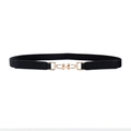 Ceinture noire élastique pour femmes avec boucle dorée élégante en forme de U - Noir
