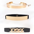 Set di 3 cinture da donna in oro e nero con paillettes metalliche ed elastico con catene - Set Rosa