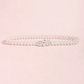 Elegant triple-layer pearl waist belt with infinity crystal buckle in silver finish - Silver Infinity Symbol Buckle (HYY19169)