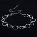 Zilveren dubbele ring metalen body chain riem voor dames met verstelbare karabijnsluiting - Zilver