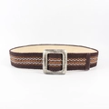 Ceinture tressée pour femme avec boucle carrée marbrée pour robes d'été et de plage - 100cm / Marron Foncé Motifs Ondulés Boucle Carrée Style (19501B)