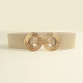 Cintura elastica da donna color crema con fibbia geometrica dorata per abiti - 75cm / Beige Olografico