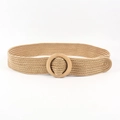 Ceinture tressée en paille style bohème pour femmes avec boucle ronde naturelle - 100cm / Khaki Paille Boucle Ronde Style (19498)