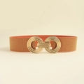 Cintura elastica arancione da donna con fibbia metallica dorata a cerchi intrecciati - 75cm / Arancione Perlato