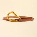 Cintura sottile da donna in pelle marrone con fibbia dorata fluida per ogni stile - Cammello (19574)