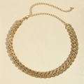 Elegante catena del corpo cubana dorata con strass e chiusura a moschettone regolabile - Oro