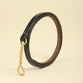 Women genuine leather thin waist belt in black with spiral gold metal buckle - Black