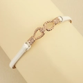 Sottile cintura bianca elegante da donna con fibbia in metallo dorato intrecciato - Bianco