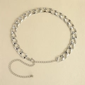 Dettaglio della cintura a catena d'argento con chiusura a moschettone e estensione - Argento