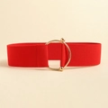 Elegante cintura elastica rossa larga da donna con fibbia decorativa rotonda in metallo dorato - Chiusura Dorata / Rosso