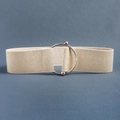 Cintura elastica larga da donna in oro chiaro con fibbia ad anello in metallo argento - Chiusura Dorata / Cachi