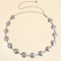 Chaîne de taille bohème en métal argenté réglable avec incrustations de turquoise - Style Floral Rond Creux (Style B)