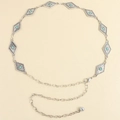 Catena da vita bohémien in argento con perle turchesi e maglie a forma di rombo - Stile a Rombo Cavo (Stile E)