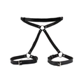 Imbracatura corpo in pelle PU nera stile punk con cintura regolabile e anelli per gambe - Nero