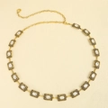 Chaîne de taille vintage dorée avec maillons filigranes et cristaux ovales clairs - Or (19308)