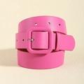 Vibrant pink faux leather belt with a large square buckle and pebbled texture - Magenta