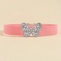 Pink elastic waist belt for women with sparkling rhinestone butterfly buckle closure - Hot Pink With Silver Buckle