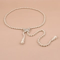 Elegante catena in vita di perle con farfalla di strass argento per abiti da donna - Farfalla con Strass