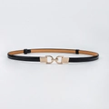 Elegante cintura sottile in vernice nera con fibbia geometrica in metallo dorato - 19515 Nero