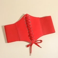 Cintura a corsetto elastica rossa in ecopelle con lacci per un effetto snellente - Rosso