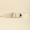 Women's beige elastic waist belt with silver buckle and black triangle detail - Off White