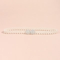 Three-row pearl elastic waist chain featuring a sparkling rhinestone flower buckle for dresses - Bowknot (19379)