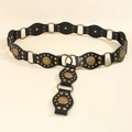 Cintura nera vintage con borchie e fibbie con motivo a sole in bronzo stile punk Y2K - Bronzo Nero