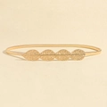 Elastic gold leaf spring belt with shimmering rhinestone accents for dresses - Four Linked Leaves Gold (19398)