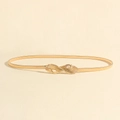 Elegant gold leaf buckle spring belt with rhinestone elastic metal design for dresses - Willow Leaf Pair Gold (19399)
