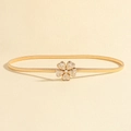 Elastic gold leaf belt with sparkling flower buckle and crystals for dresses - Rhinestone Five-Petal Flower Gold (19400)