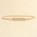 Elegant gold leaf stretch belt with sparkling rhinestone accents for women dresses - Three Overlapping Leaves Gold (19401)