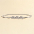 Silver elastic spring waist chain belt featuring leaf-shaped buckle for dresses - Three Overlapping Leaves Silver (19401)