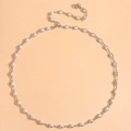 Elegante cintura a catena con perle bianche e argento per abiti e gonne alla moda - Argento
