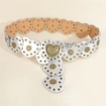 Ceinture style western à panneaux en forme de cœur argent et marron avec clous de tournesol - 120cm / Argent PU