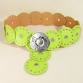 Cintura verde neon in pelle PU con rivetti argento e grande fibbia circolare in metallo - Tipo standard / Verde Fluorescente