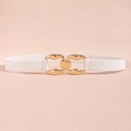Elegante cintura elastica bianca da donna con fibbia geometrica dorata a forma di onda - Bianco