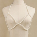 Catena per il corpo sexy in perle bianche multistrato minimalista per donna moda estate - Bianco