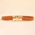 Elegante cintura elastica marrone chiaro con fibbia a catena dorata per donna - Cammello
