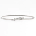 Sottile catena elastica in metallo argento con fibbia a foglia di cristallo per abiti - Stile Piuma (19418) / Argento