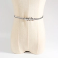 Cintura elastica argento con foglie e strass per eleganti abiti da sera femminili - Stile Foglia (19419) / Argento