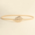Elegant gold leaf metal waist chain belt with elastic design for women's dresses - Leaf Shape Design (19350) - Gold