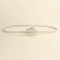 Elastic silver metal leaf buckle belt with textured leaf clasp for women's dresses - Leaf Shape Design (19350) - Silver