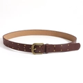 Cintura punk marrone scuro con borchie tonde in ottone e fibbia retrò ad ardiglione - Marrone Rosso