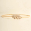 Elegant gold elastic metal chain belt featuring a twist knot buckle for dresses - Knot Shape Design (19351) - Gold