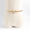 Elegant gold bow rhinestone elastic spring belt for women dresses and evening gowns - Bow Style (19422) / Gold