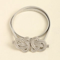 Elegant silver metal elastic waist belt with a double heart knotted buckle design - Knot Shape Design (19351) - Silver