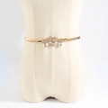 Golden spring metal waist chain for dresses featuring a butterfly buckle with rhinestones - Butterfly Style (19424) / Gold