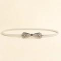 Women's silver elastic metal belt featuring a hollowed-out butterfly bow buckle - Hollow Bow Style (19346) - Silver